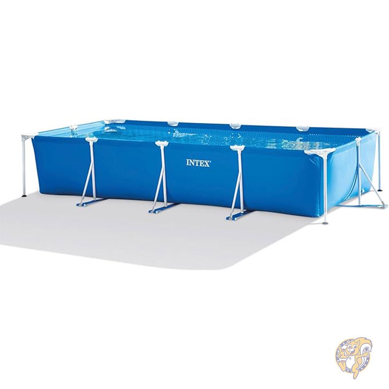 プール 449.58 cm x 222.5 cm x 83.82 cm 長方形フレーム 地上設置型 屋外裏庭用 スイミングプール 流量制御バルブ付き 素早い排水用 Intex