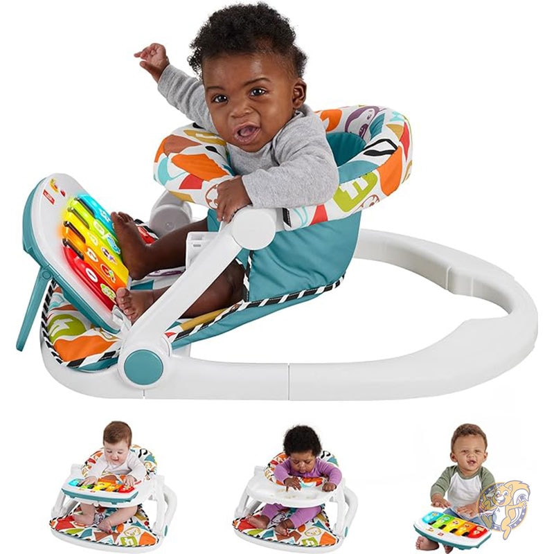 ベビー ポータブルチェア デラックス キック&プレイ シットミーアップ フロアシート ピアノ学習玩具&スナックトレイ付き 乳児から幼児向け フィッシャープライス Fisher-Price