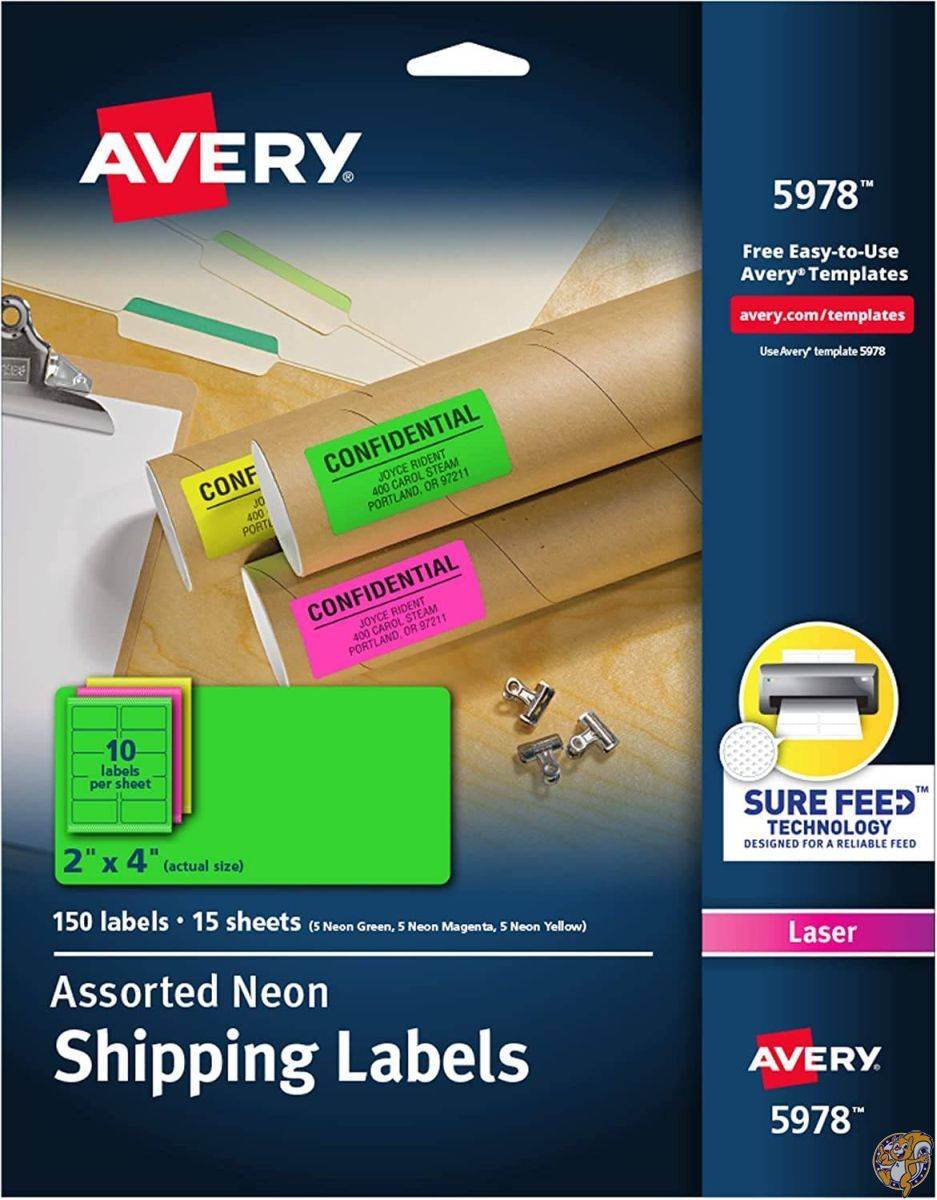 【クーポン配信中】High-Visibility Laser Labels, 2 x 4, Assorted Neons, 150/Pack (並行輸入品)