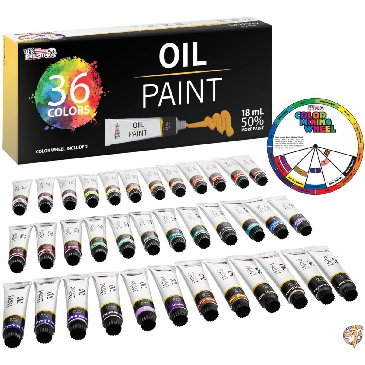 【20日最大4000円クーポン】U.S. Art Supply プロフェッショナル36色セット アート油絵 大きな18mlチューブ入り - リッチな鮮やかな色 アーティスト 学生 送料無料｜パームスアメリカ