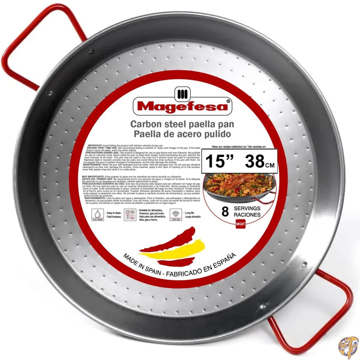 【ポイント2倍!15日】MageFesa Carbon Steel Paella Pan, 15 Inch by Magefesa