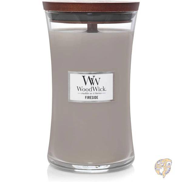 WoodWick ウッドウィック インテリア キャンドル ラージ グレー 囲炉裏の香り 93106