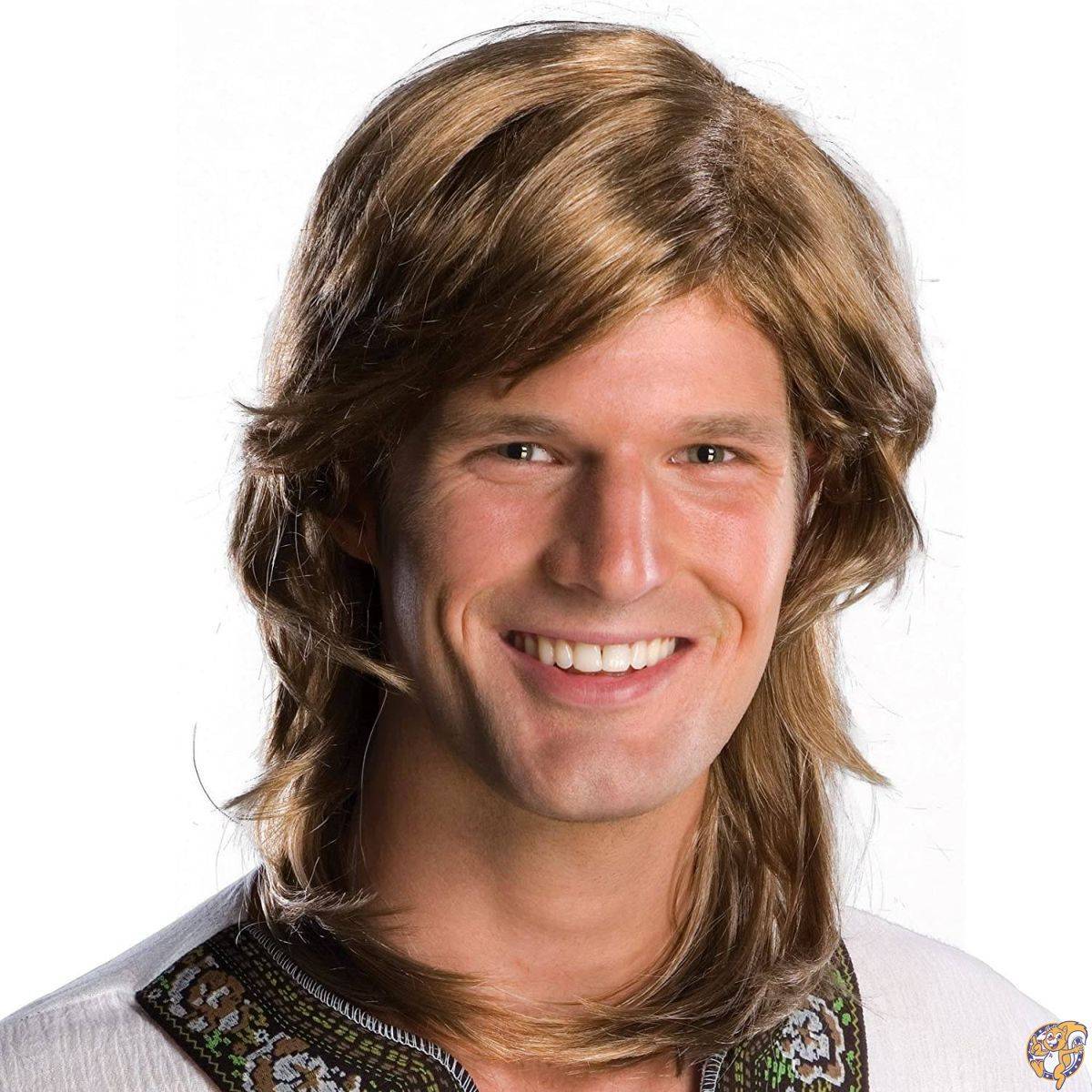 【クーポン配信中】70s Guy Brown Wig Adult 70年代のガイブラウンウィッグ大人用♪ハロウィン♪サイズ：One Size