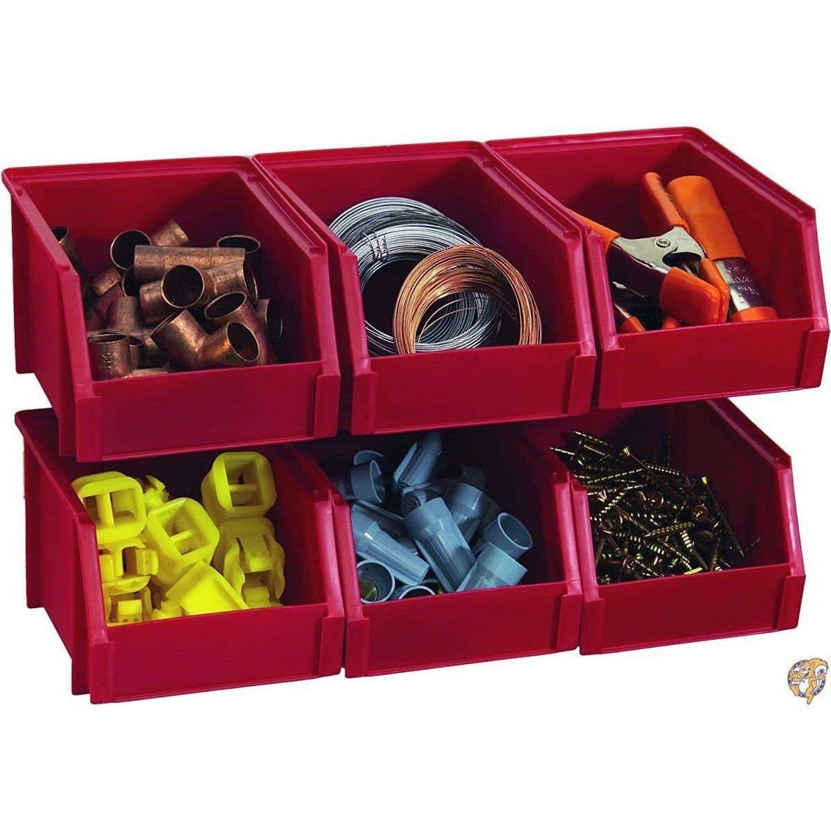 【ポイント2倍!15日】Stack-OnBIN-503-PACK6 Pack Small Red Bins-6PK RED 2-RAIL BINS (並行輸入品)