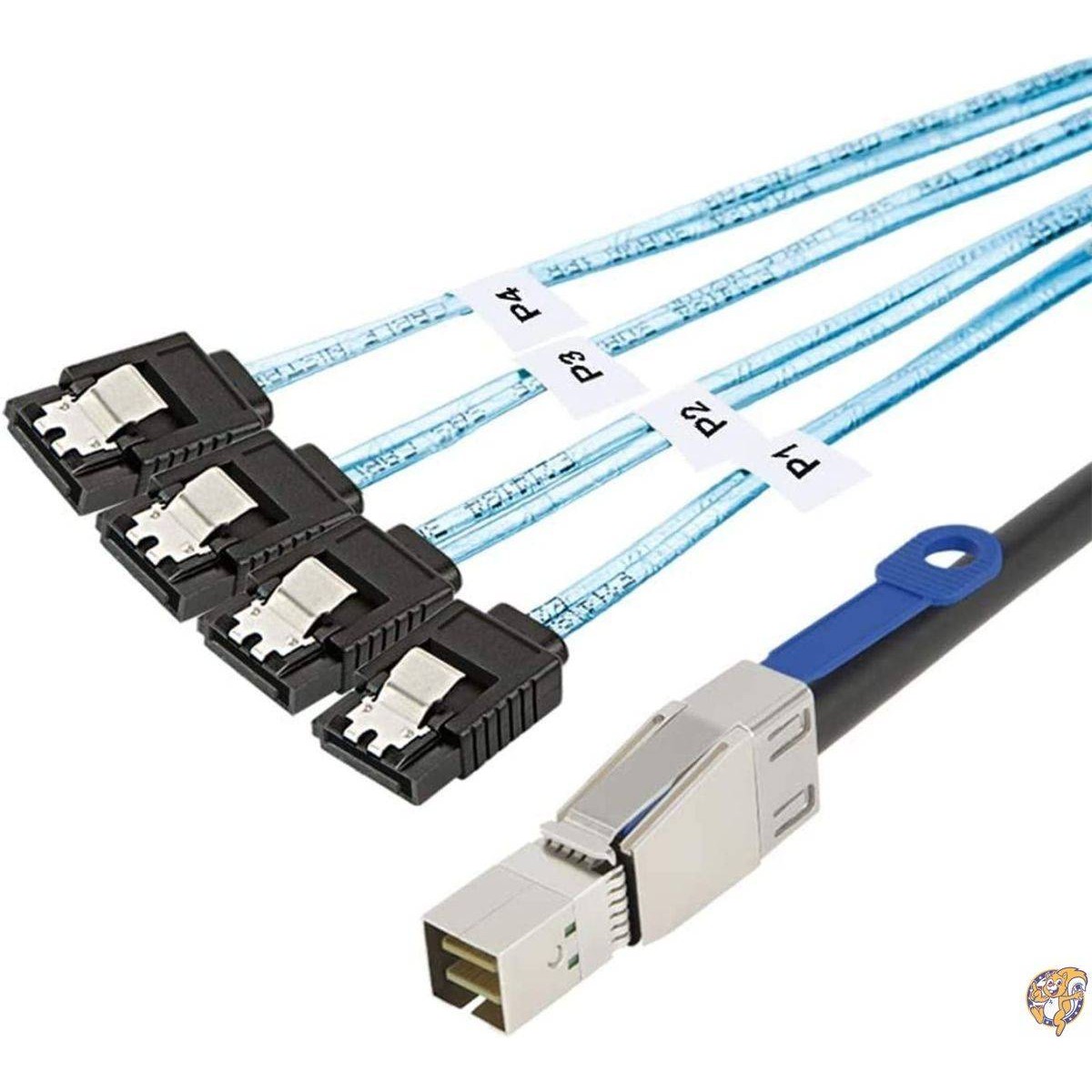 SFF-8644 to Sata，CableCreation Mini SASケーブル 4×Sata 7 Pin変換ケーブル 外付け SAS HD 4 ×SATA ケーブル
