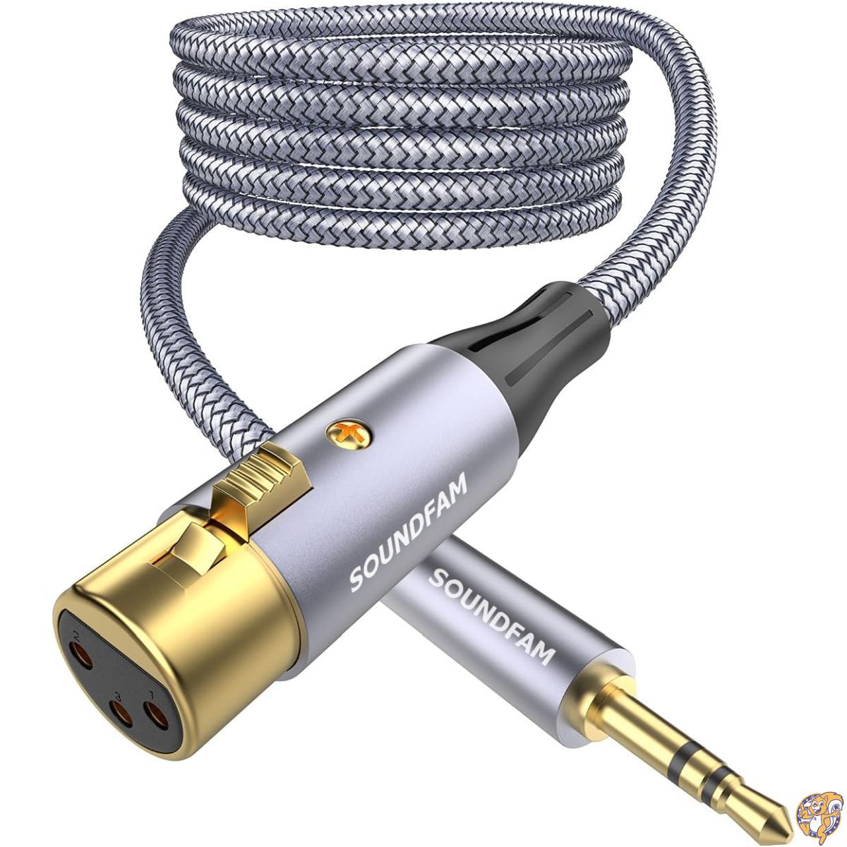 【クーポン配信中】サウンドファム（SOUNDFAM）XLR-3.5mmケーブル マイクケーブル アンバランス 1/8インチ-XLRオス マイクコード カムコーダー/DSLRカメラ/パソコン録音機器用 グレー (XLRメス → 3.5MM, 10ft)