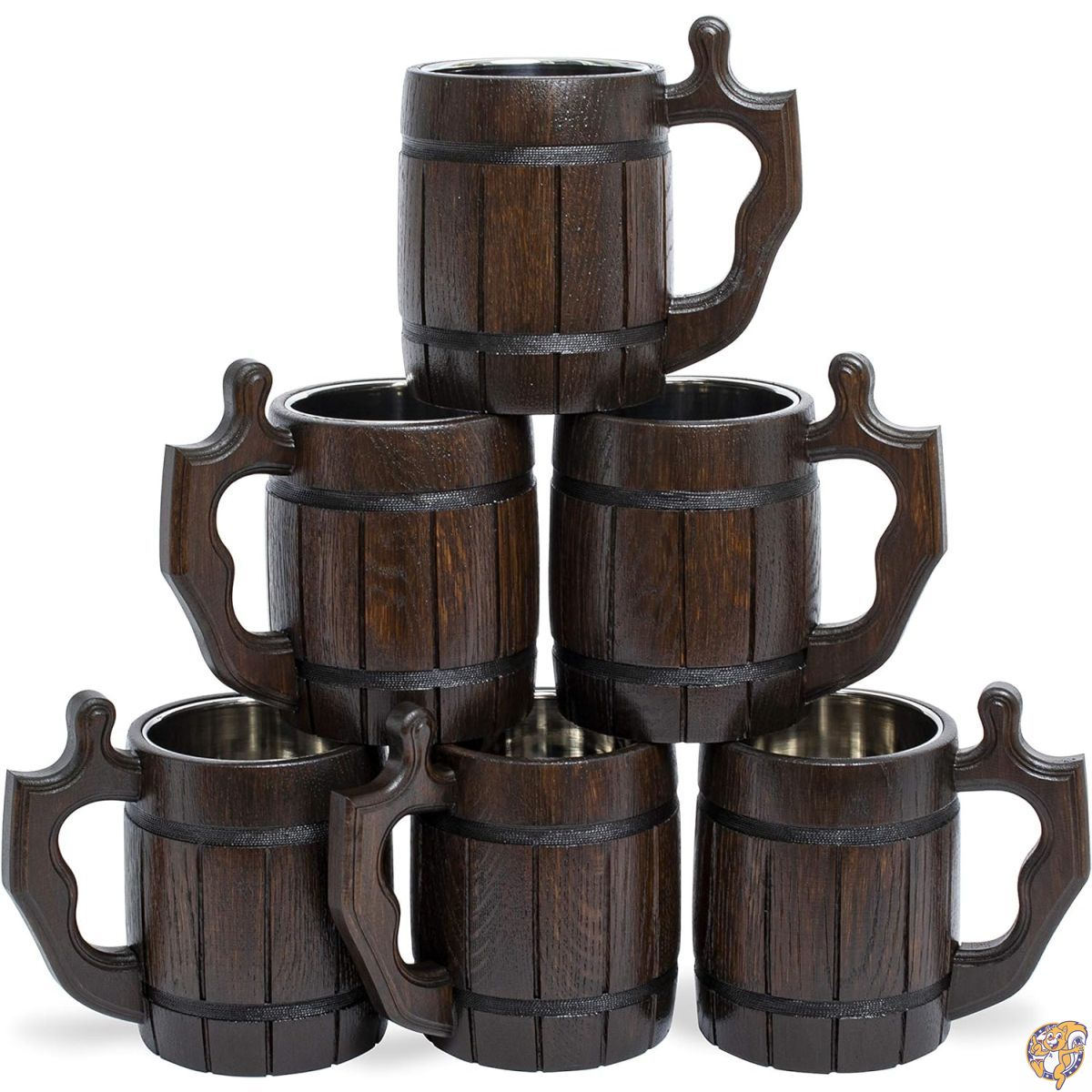 楽天市場】ビールマグ Handmade Beer Mug Oak Wood ステンレススチール