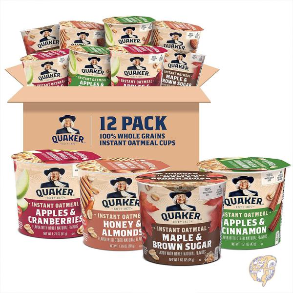 【ポイント2倍!15日】クエーカー Quaker インスタント オートミール カップ 4フレーバー バラエティパック 50g 12 個 30000562741