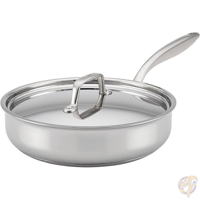 ブレビル Breville クラッド ステンレス ソテーパン蓋付き 3.5クォート(3.3リットル) シルバー 送料無料