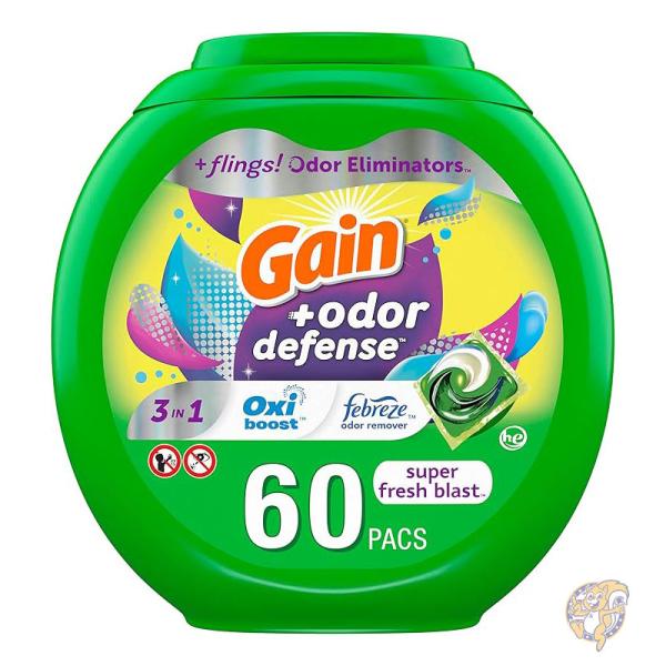 【クーポン配信中】ゲイン Gain Flings 洗濯洗剤パック 60個 スーパーフレッシュ ファブリーズ&オキシ付き アメリカ洗剤