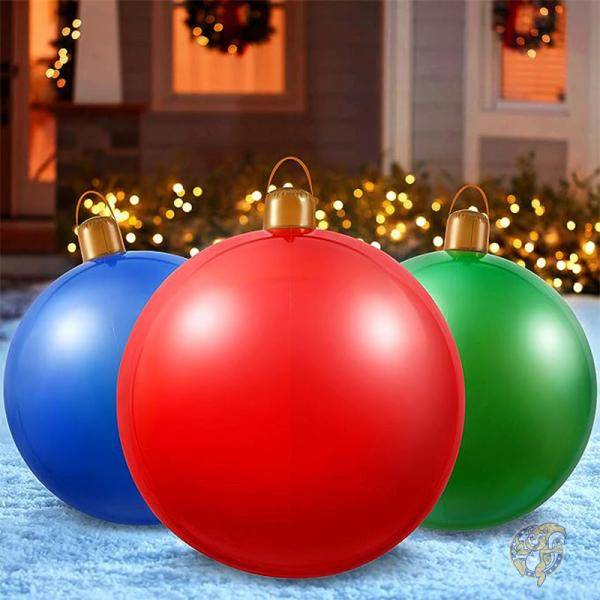 【クーポン配信中】膨らむ クリスマスボール 3個　オーナメント 大きい デコレーション 80UncleKimby クリスマス装飾 インフレータブル 庭 赤 緑 青｜パームスアメリカ