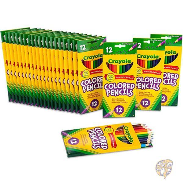 【25日最大4000円クーポン】Crayola クレヨラ 文房具 色鉛筆 12色アソート 24個セット 青、緑、オレンジ、紫、赤オレンジ、白、黄緑 68-0004｜パームスアメリカ