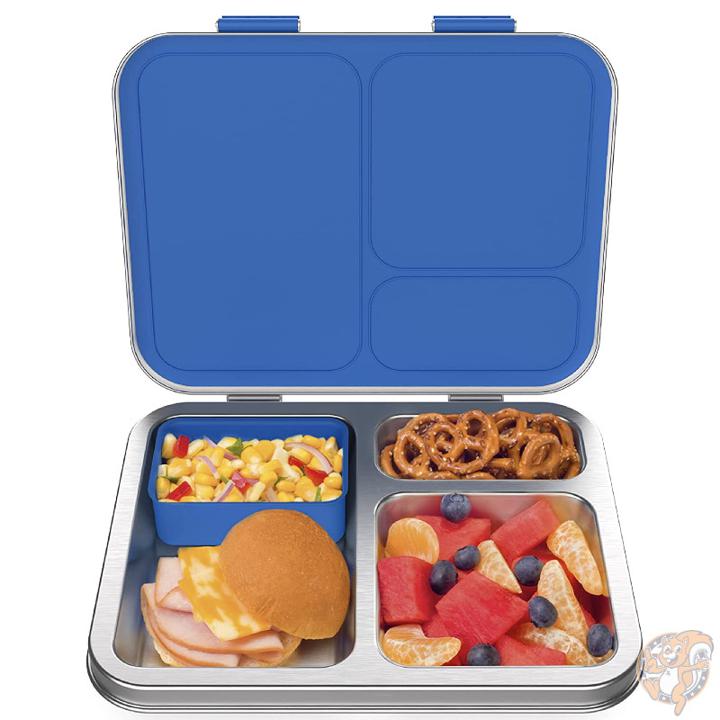 Bentgo（ベントゴー） 子供用 ステンレス 弁当箱 キッズ ランチボックス 3コンパートメント 漏れ防止 ブルー 青 学校 お昼ご飯 食洗機対応