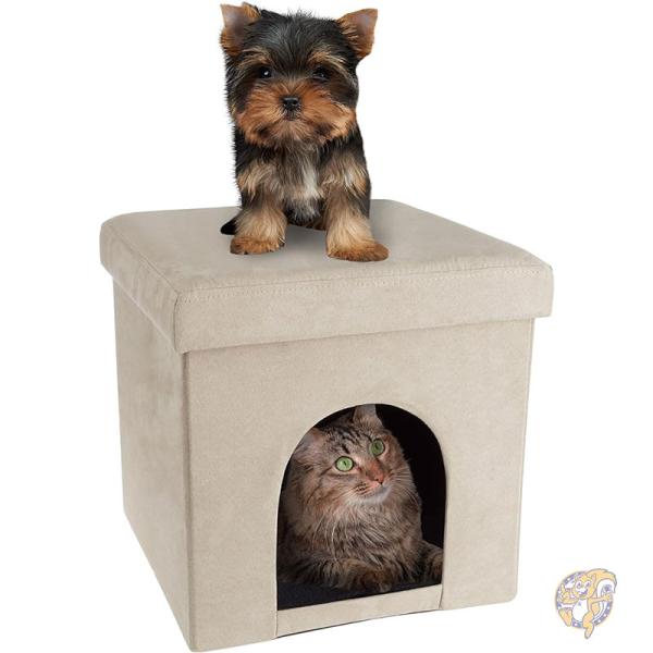 【クーポン配信中】ペットハウス オットマン 折りたたみ式 小型犬 猫用ベッド キューブ 80-PET6108 PETMAKER ペットメーカー｜パームスアメリカ