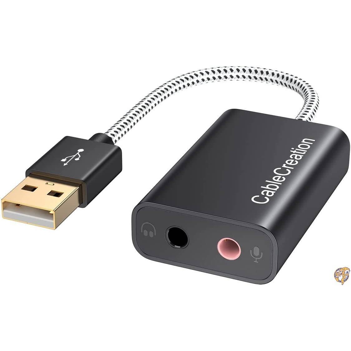【クーポン配信中】USB オーディオ 変換アダプタ, CableCreation 3.5mm ヘッドフォン＆マイクジャック付き外付け サウンドカード