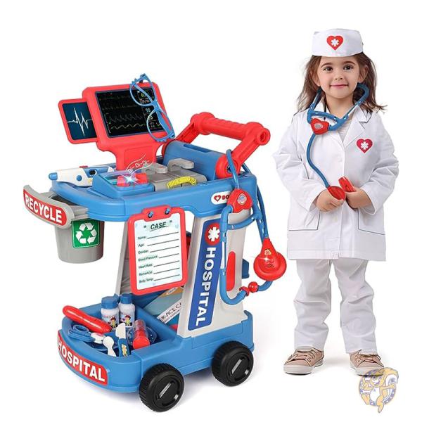 【クーポン配信中】お医者さんごっこセット カート コスチューム 聴診器付き 幼児用 おもちゃ CP00167 Liberry リベリー