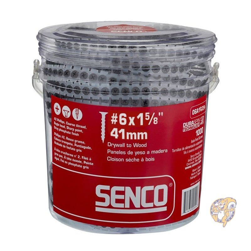 【クーポン配信中】センコー Senco 06A162P DuraSpin ナンバー 6 1-5/8インチ ドライウォール ウッド スクリュー 1000個入並行輸入品 送料無料