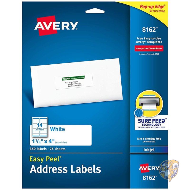 エイブリィ Avery ラベル シール ステッカー インク ジェット プリンタ用 住所 350枚 8162 ホワイト 並行輸入品 送料無料