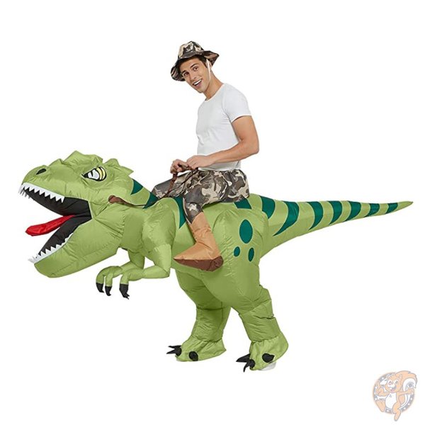 【クーポン配信中】One Casa エアコス ダイナソー 膨らむコスチューム 恐竜 T-Rex ティラノサウルス ハロウィン おもしろい 仮装 大人用 送料無料