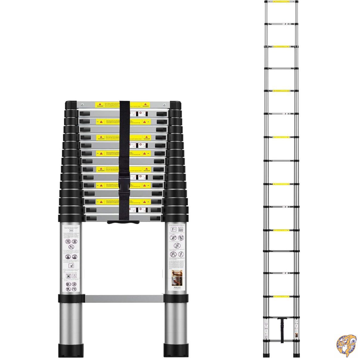 【クーポン配信中】伸縮式延長はしご 15.5フィート アルミニウム 伸縮式はしご キャリーバッグ付き アウトドア 屋内用