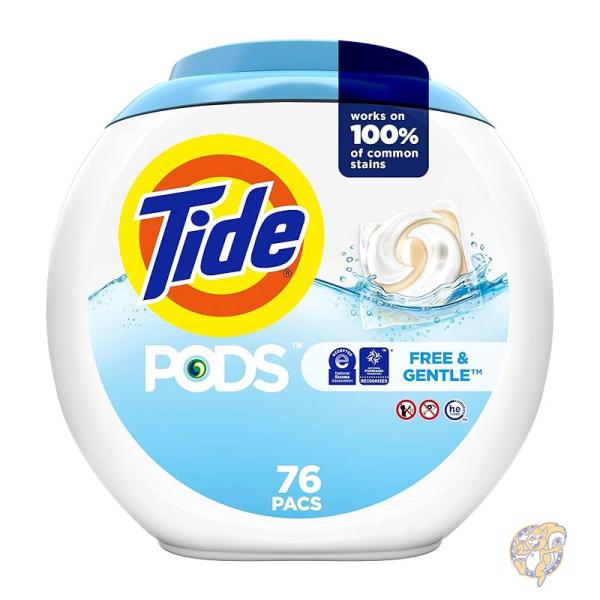 【クーポン配信中】タイド Tide ポット フリー & ジェントル 液体 洗濯洗剤パック 76 個 アメリカ洗剤 海外輸入 7,773円
