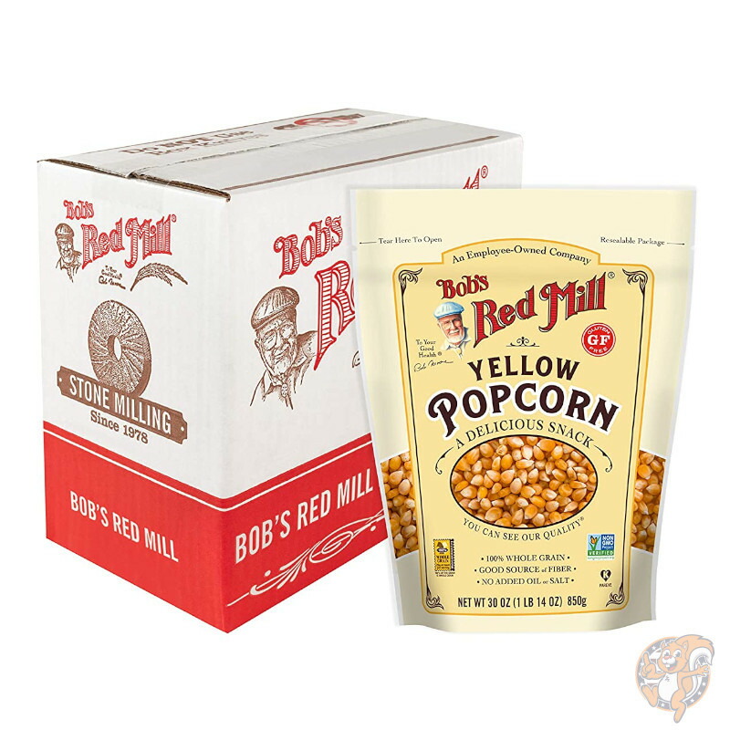【先着55名様!全品555円クーポン配信中】ボブズレッドミル Bob's Red Mill ホール イエローポップコーン Popcorn 850g（30オンス）×4袋 送料無料