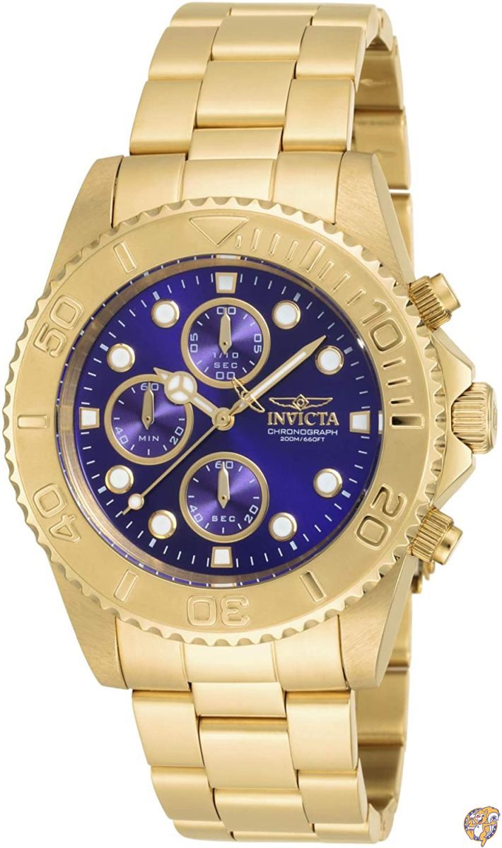 [インビクタ] 腕時計 Pro Diver 石英 43.5mm ケース ゴールド ステンレス鋼ストラップ 青ダイヤル 19157 メンズ 送料無料