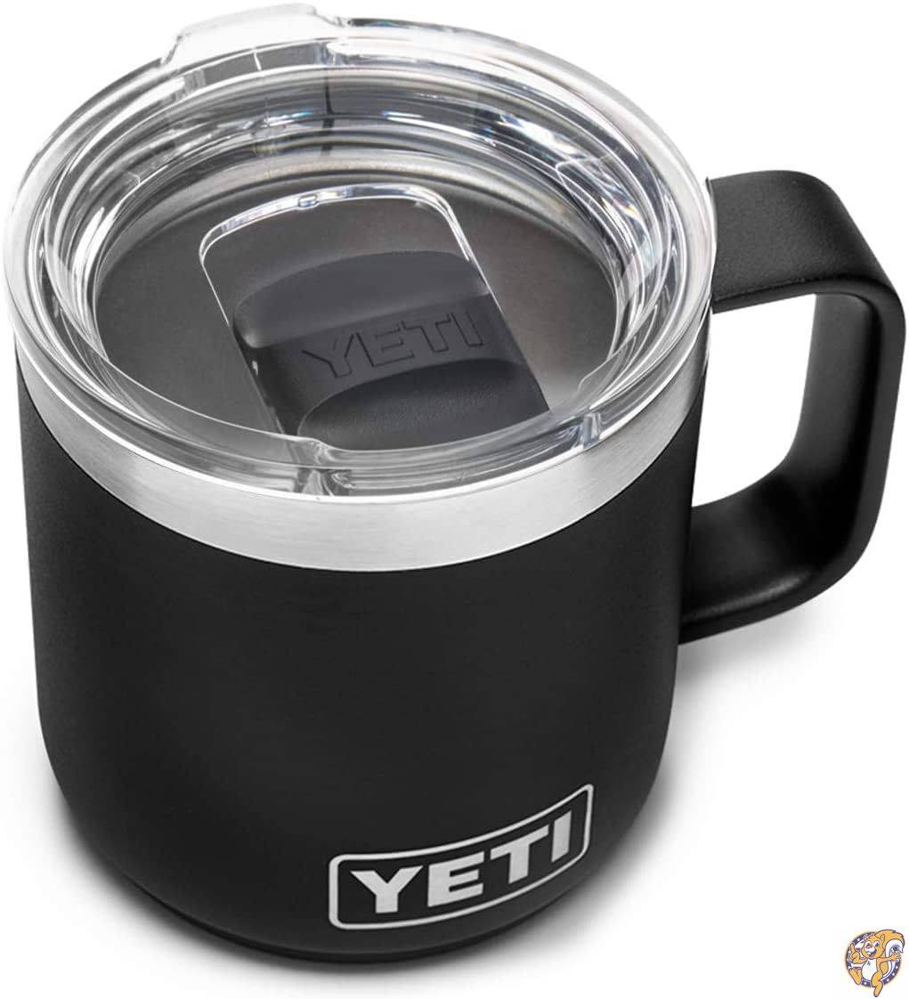 【クーポン配信中】YETI(イエティ) 各色、豊富なカラー ランブラー 10oz(296ml)保温保冷 マグカップ ふた付(マグネット、スライド式) (ブラック)