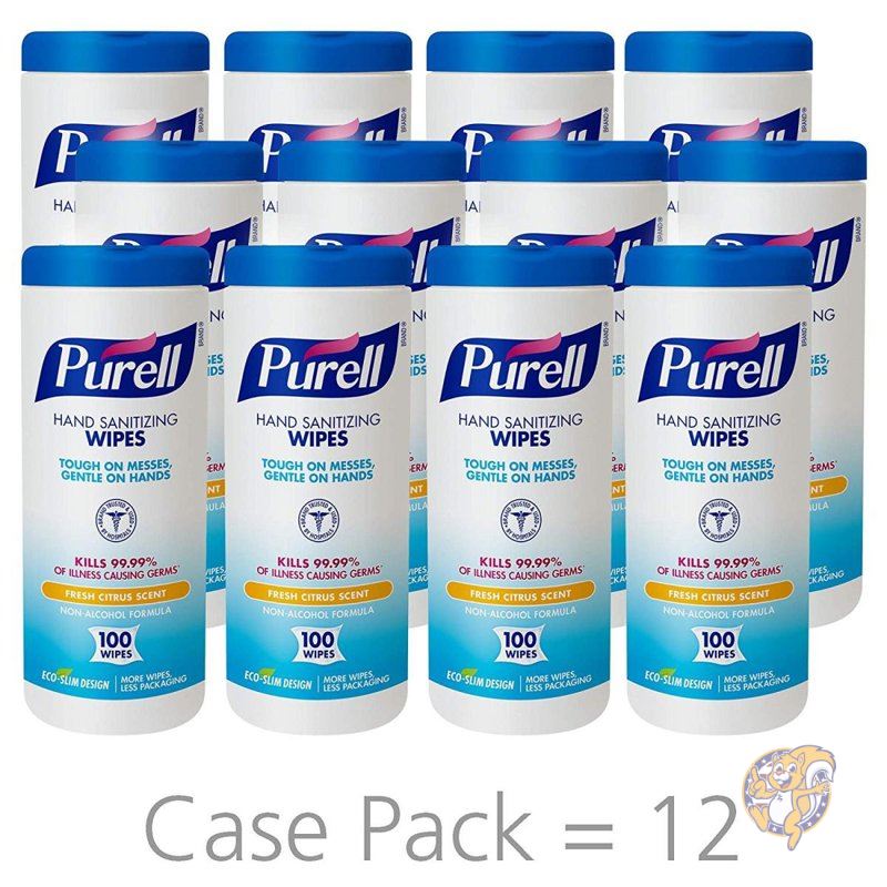 PURELL 　ワイプ 9111-12 ノンアルコール 式 100枚入 12個セット 　 送料無料