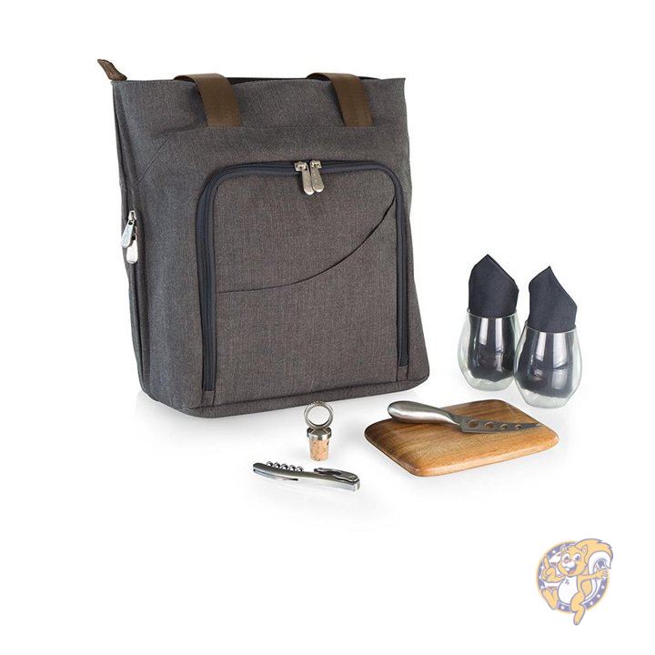 【ポイント2倍!15日】Picnic Time Sonoma Insulated Tote with Wine and Cheese Service for Two, Grey 並行輸入品 送料無料 21,949円