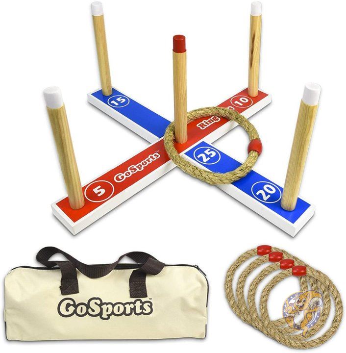 【先着55名様!全品555円クーポン配信中】木製輪投げゲームセット GoSports RT-01 プレミアム木製リングトスゲーム 送料無料