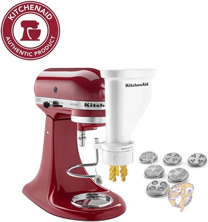 【クーポン配信中】キッチンエイド KitchenAid KSMPEXTAグルメパスタプレスアタッチメント 6枚交換パスタプレート付き 白 パスタメーカー パスタマシン 送料無料
