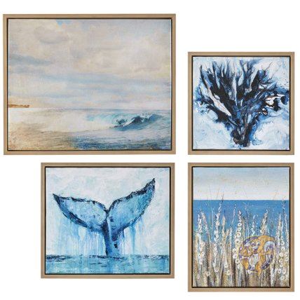 キャンバスアート　絵画アート【Madison Park　マディソンパーク】wall deco 絵画 Coastal Theme 4pc Blue　インテリア　寝室　エレガント 送料無料