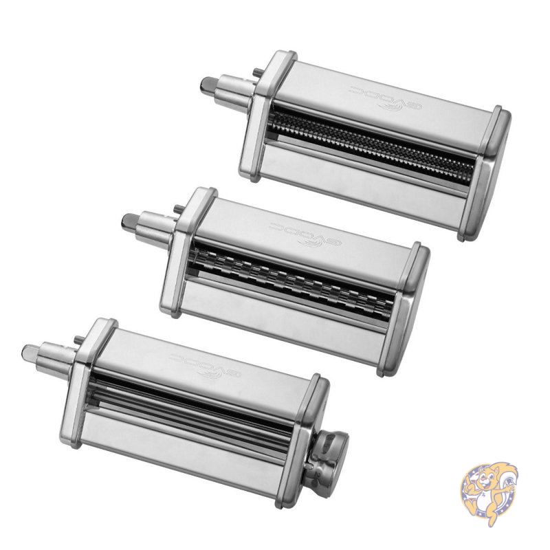 【クーポン配信中】GVODE 3-Piece Pasta パスタ Roller ローラー and Cutter カッター Set for KitchenAid Stand Mixers,Stainless Steel (並行輸入品) 送料無料