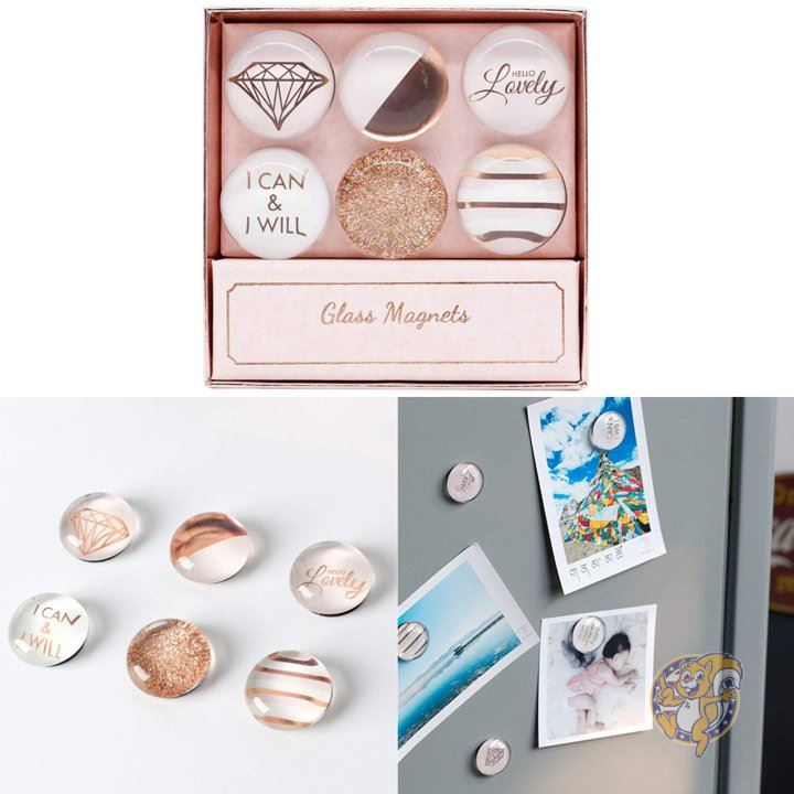 【6点set】マグネット ガラス ラウンド RoseGoldアメリカ輸入家具　アメリカ輸入雑貨 送料無料