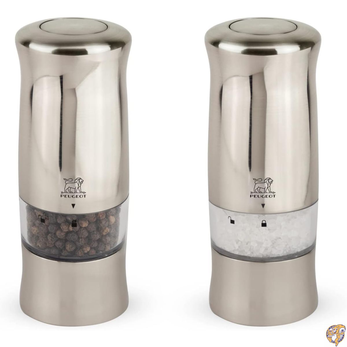 【新品未使用】プジョー　ソルト&ペッパーミル シルバー 2個セット 楽天市場】[NEWロゴデザイン]プジョー 電動ミル ペパーミル