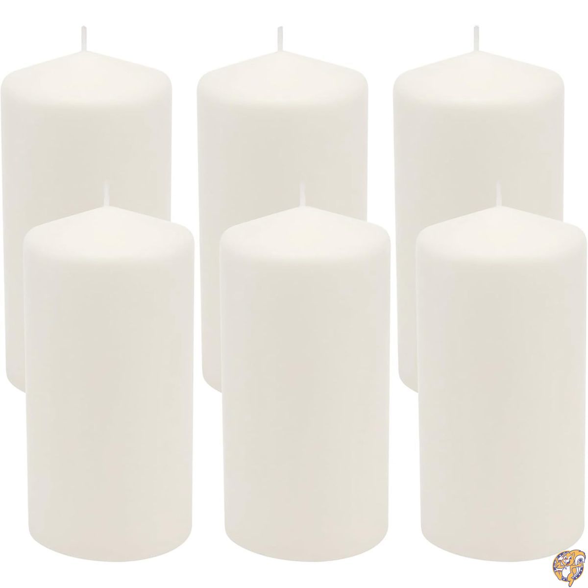 Stonebriar Tall 7.6cm x 15cm Unscented White Pillar Candle Set, Decor for Lanterns, Hurricanes, and Centrepieces, Set of 6
