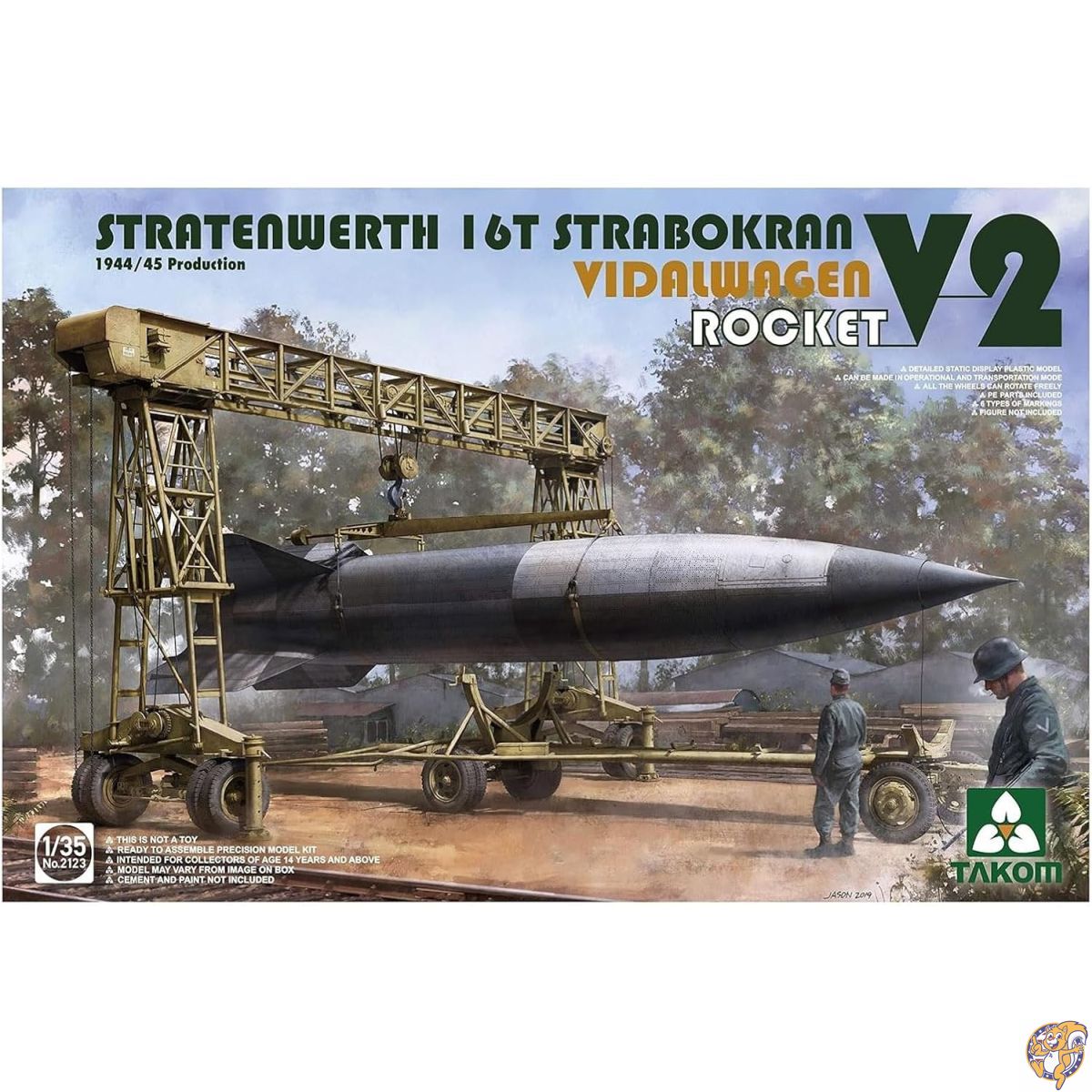 タコム 1/35 ドイツ シュトラーテンヴェルト社 16t ガントリークレーン w/フィダルワーゲン & V2ロケット 1944/45年生産 プラモデル TKO2123