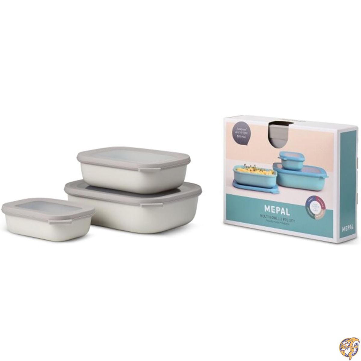 メパル サーキュラーレクタンギュラー 3ピースセット ロー ノルディック ホワイト Mepal Cirqula Rectangular 3set Low