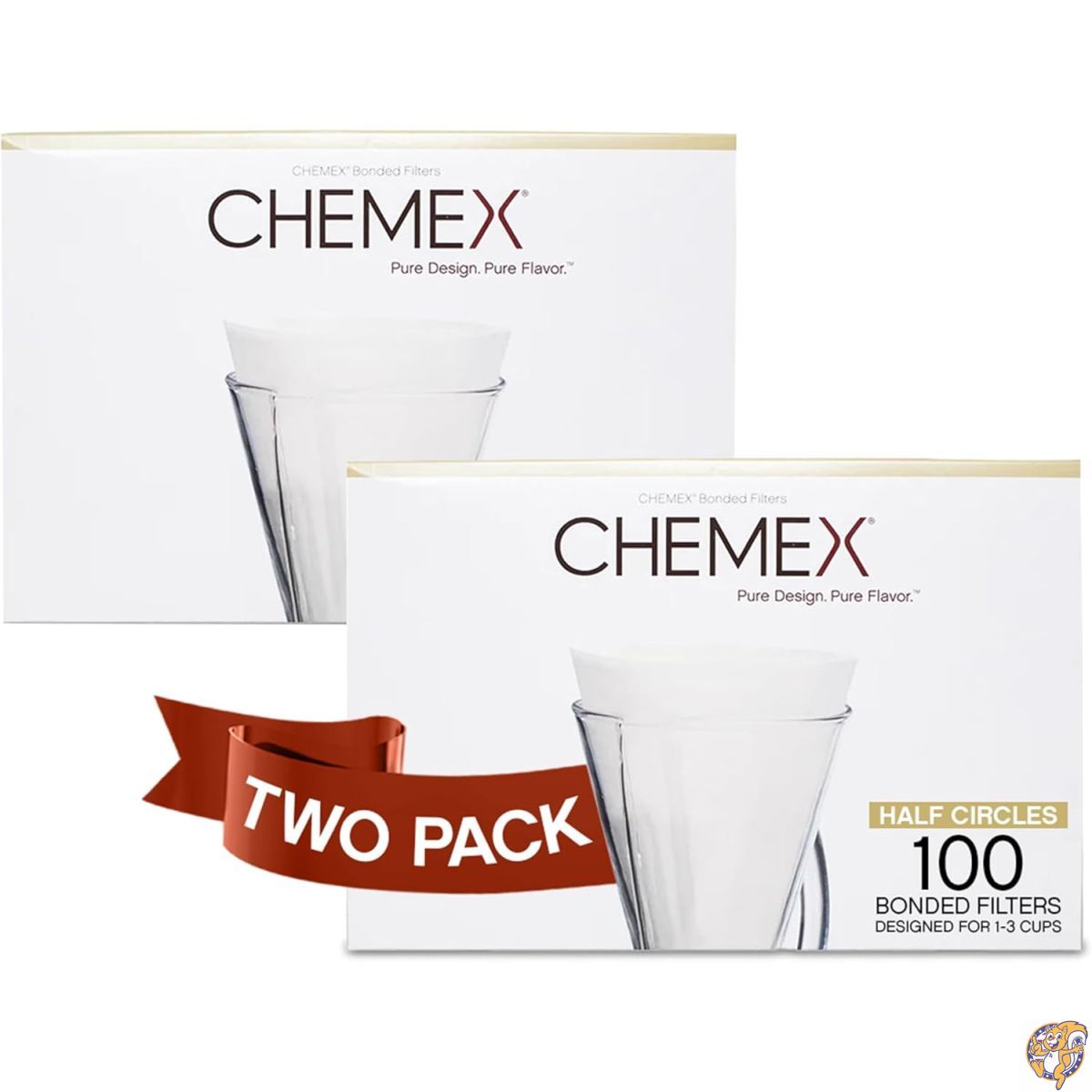 【クーポン配信中】Chemex FP-2 Bonded Unfolded 13 inch Half Moon Circle Coffee Filters Set of 2 (200 Filters) with Free FOXGALLERY Guide by [並行輸入品]