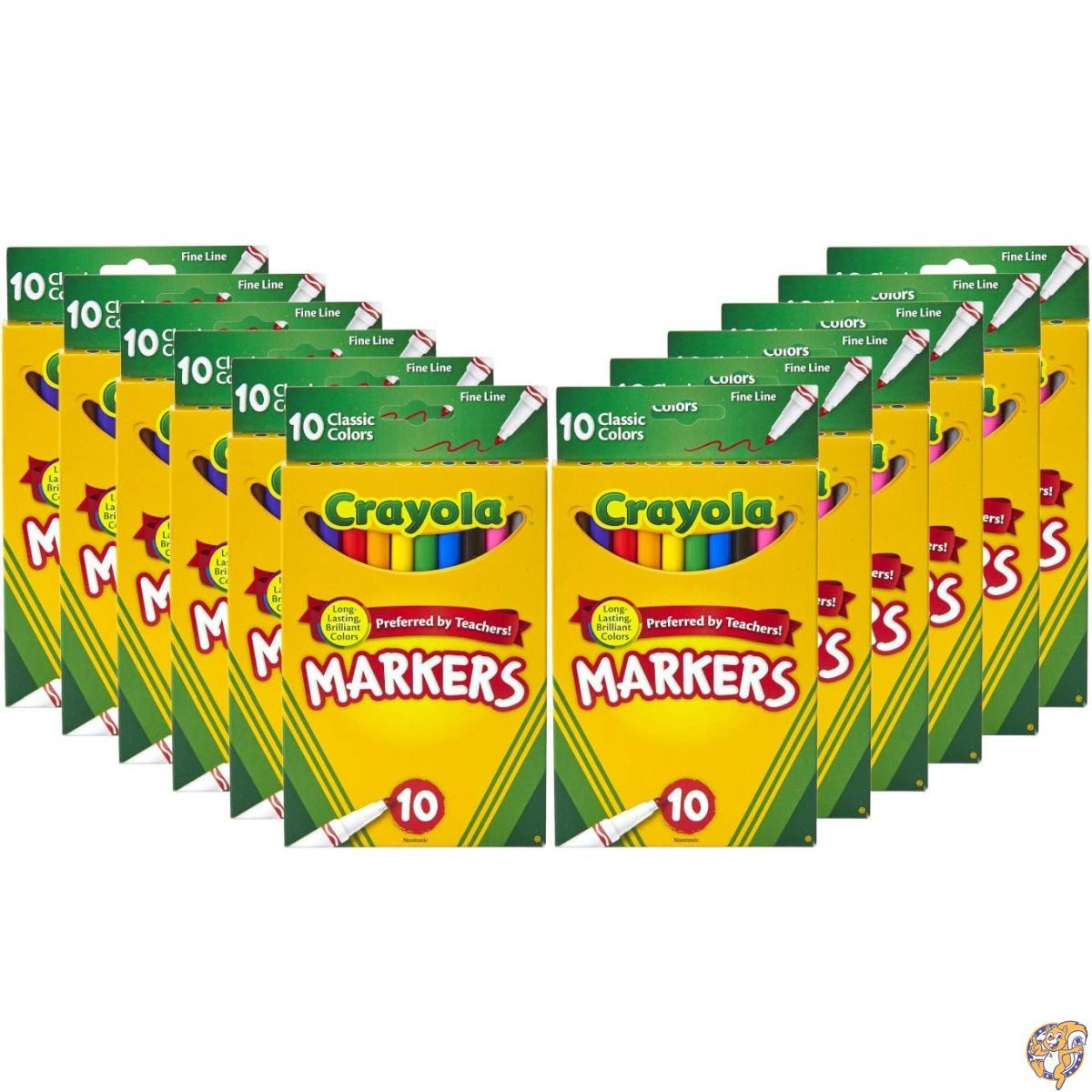 【クーポン配信中】Crayola Fine Line Markers Bulk, 12 Marker Packs with 10 Colors, Multi (58-7791)