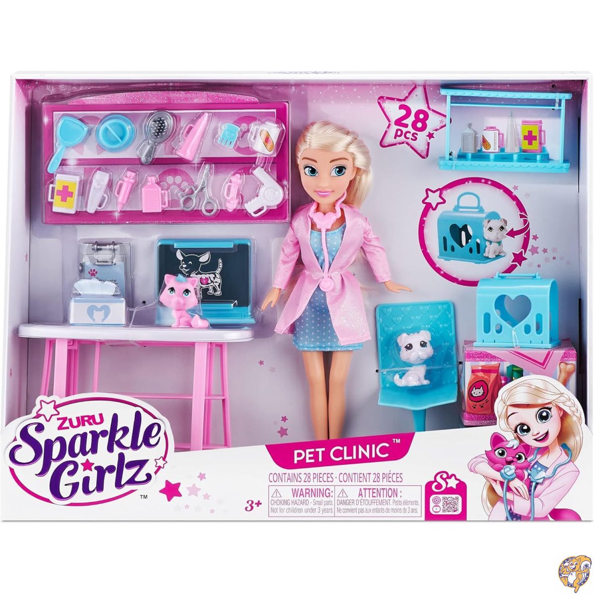 【クーポン配信中】ZURU Sparkle Girlz ペットクリニック人形セット キラキラ獣医クリニックおもちゃ 10.5インチ 人形と動物プレイセット 女の子用
