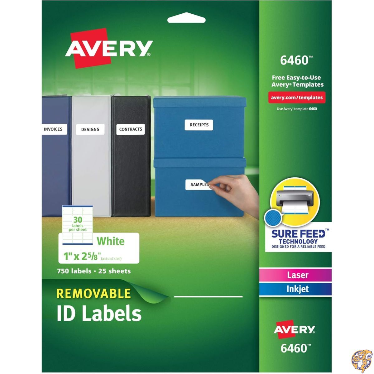 Removable Inkjet/Laser ID Labels, 1 x 2-5/8, White, 750/Pack (並行輸入品) [並行輸入品]