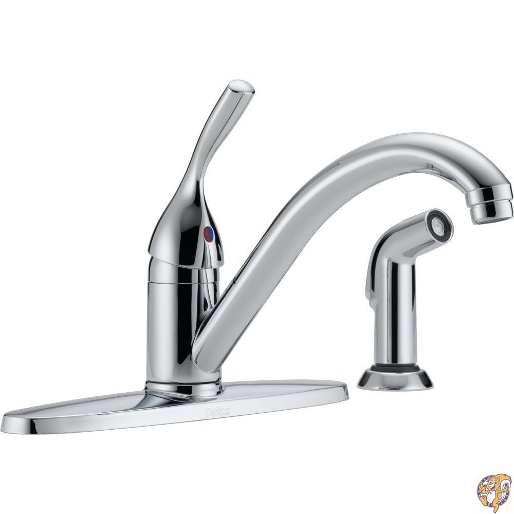 Delta 400-DST Classic Single Handle Kitchen Faucet with Spray, Chrome [並行輸入品]