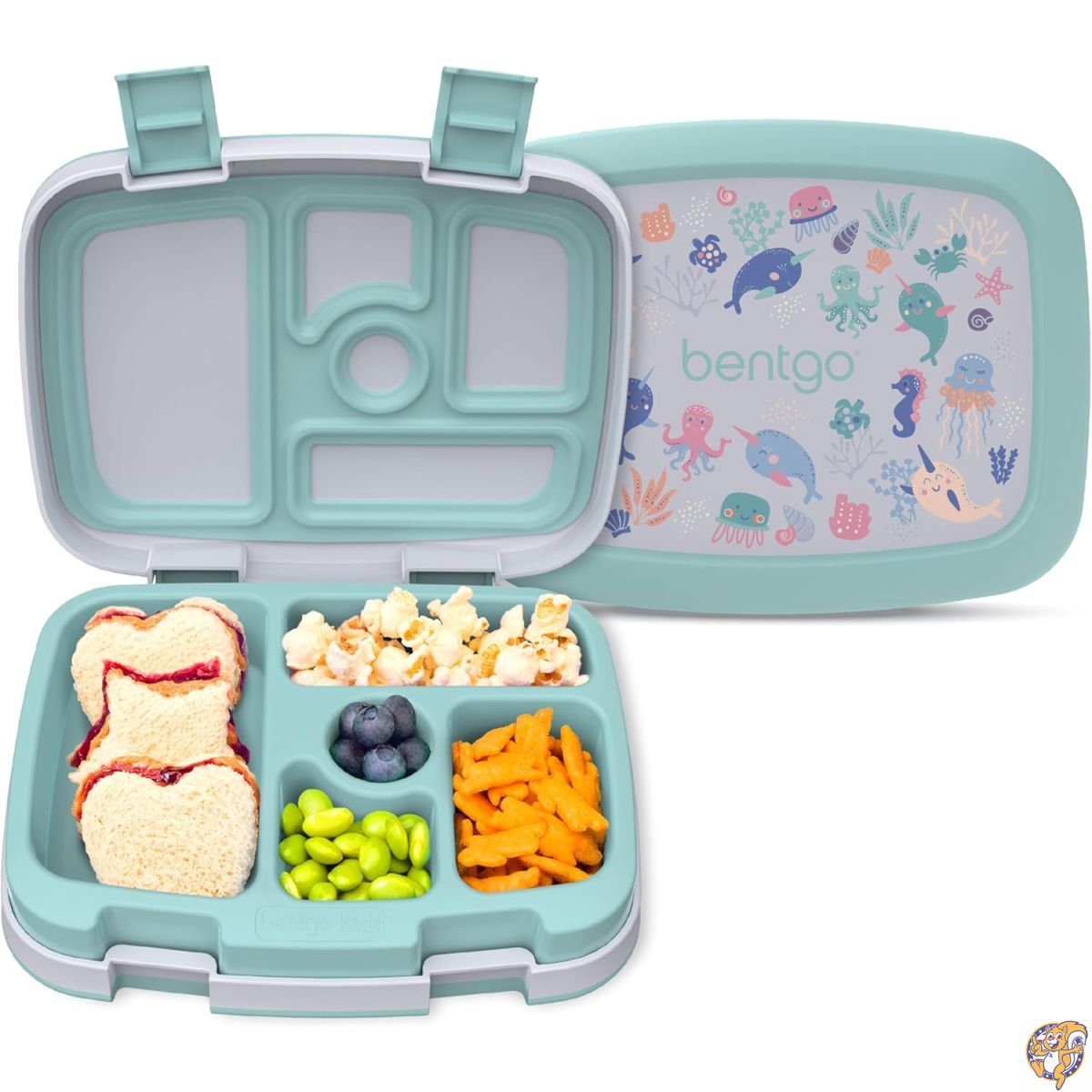 Bentgo Kids Prints Leak-Proof, 5-Compartment Bento-Style Lunch Box - Ideal Portion Sizes for Ages 3 to 7 BPA-Free, Dishwasher Safe, Food-Safe Materials 2023 Collection (Sea Life)｜パームスアメリカ