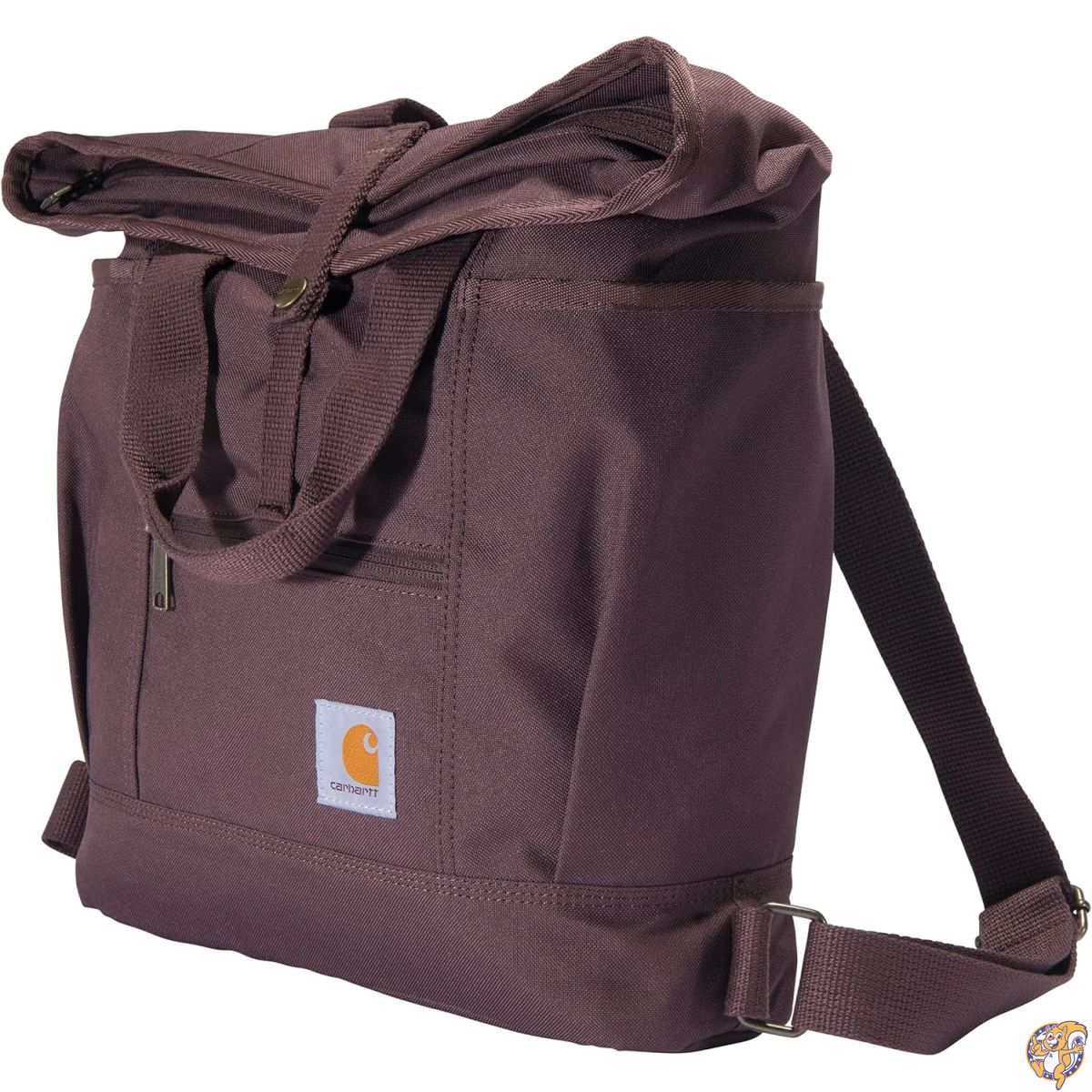 Carhartt コンバーチブル 丈夫なトートバッグ 調節可能なバックパックストラップとノートパソコンスリーブ付き ワイン ワンサイズ