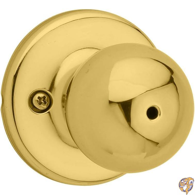 【クーポン配信中】Kwikset Polo インテリア プライバシー ドアノブ ロック付き ドアハンドル バスルームと寝室用 光沢真鍮 キーレス ターンロック