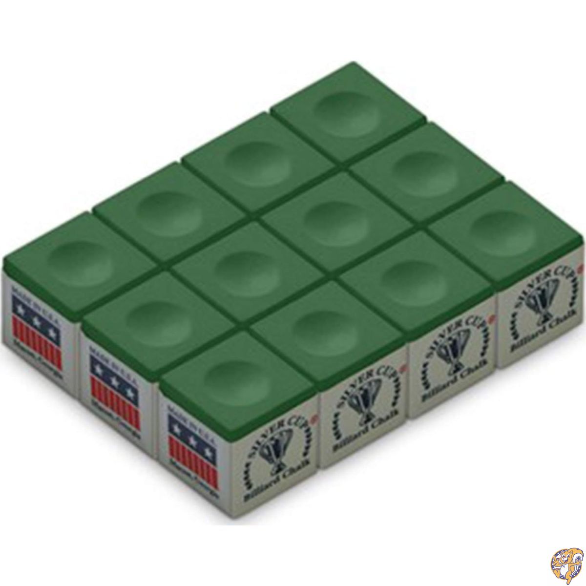 【先着55名様!全品555円クーポン配信中】[シルバーカップ]Silver Cup Billiard/Pool Cue Chalk Box, Green, 12 Cubes 53-0707-08 [並行輸入品]