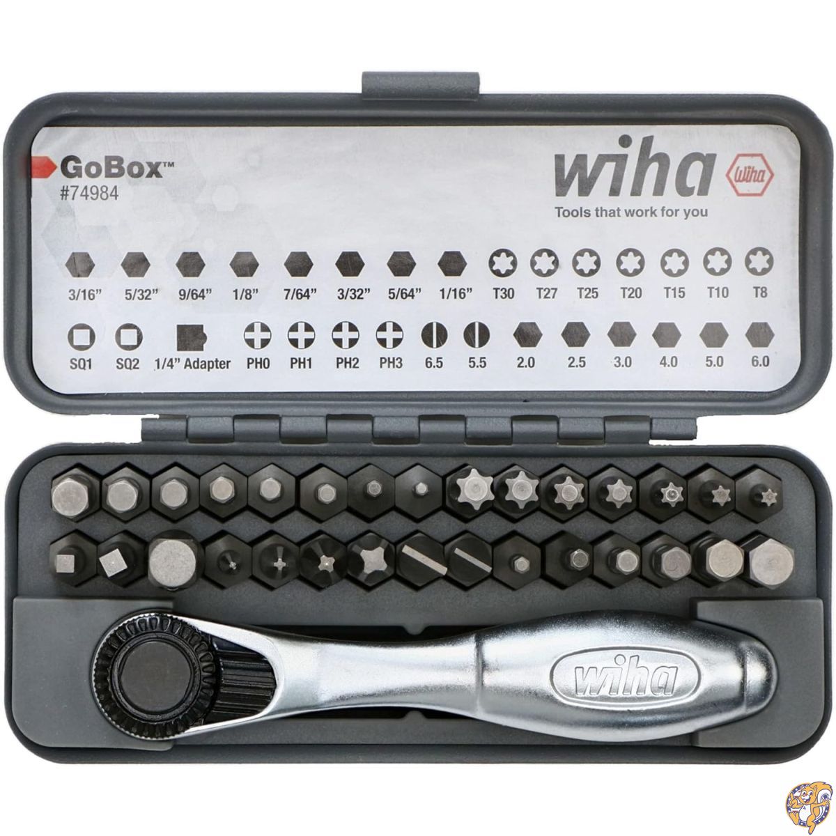 【ポイント2倍!15日】Wiha 74984 32ピース GoBox 標準ビットセット ミニラチェット付き