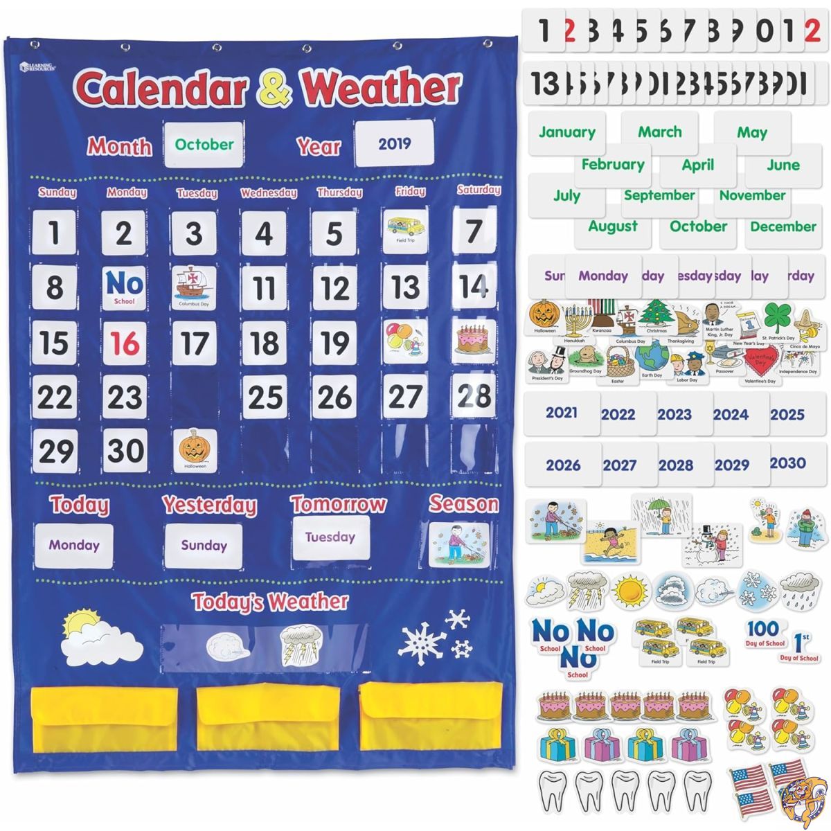 【クーポン配信中】ラーニング リソーシーズ Calendar ＆ Weather Pocket Chart ポケットチャート カレンダー＆天気 LER 2418